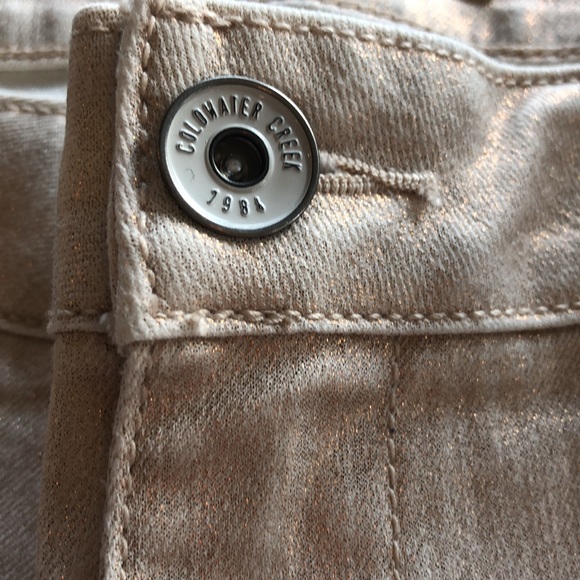 SUBTLE SPARKLE DENIM! COLDWATER CREEK ROSE GOLD METALLIC ANKLE JEANS - Picture 4 of 15
